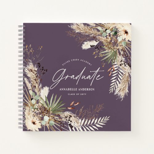 Graduate pampas eucalyptus elegant purple simple notebook