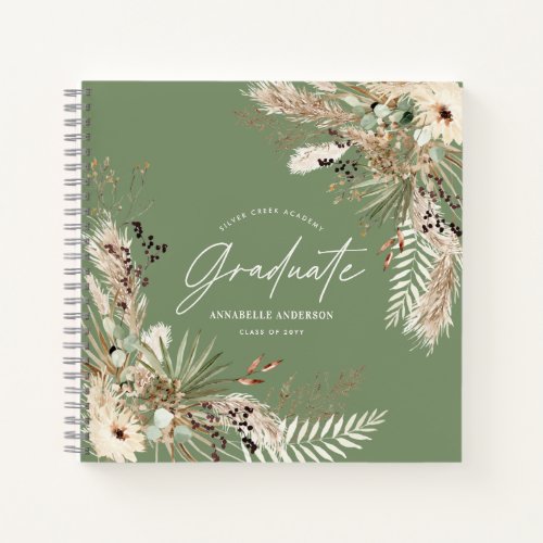 Graduate pampas eucalyptus elegant sage green notebook