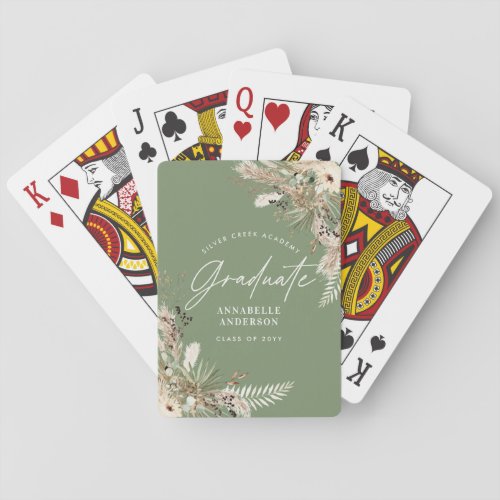 Graduate pampas eucalyptus elegant sage green poker cards