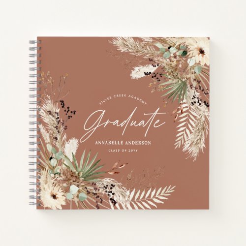 Graduate pampas eucalyptus elegant terracotta chic notebook