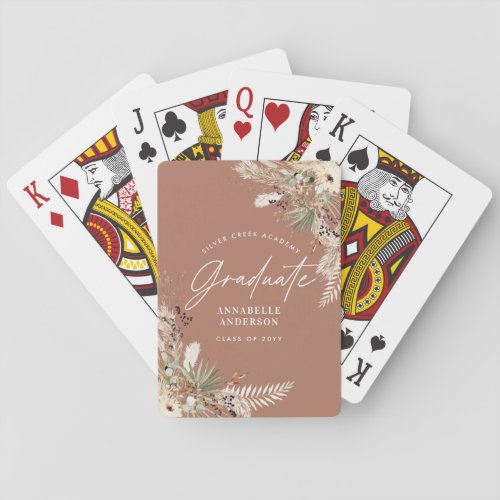 Graduate pampas eucalyptus elegant terracotta poker cards