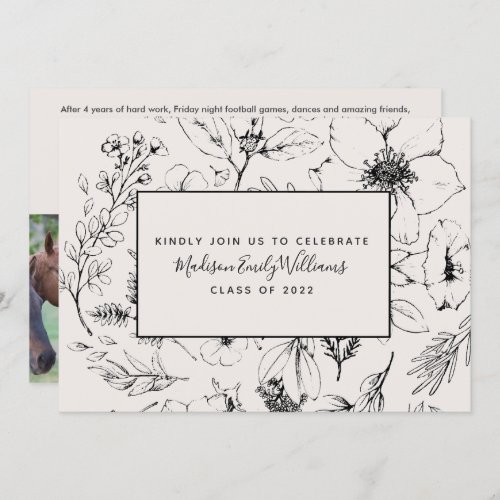 Graduate Party Blush Botanical Script 3 Photo Invitation