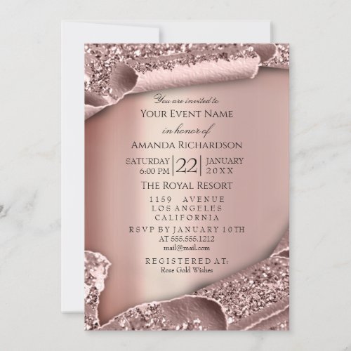 Graduate Party CAP Glitter Rose 3D Modern Sparkle Invitation