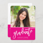 GRADUATE PARTY chic photo simple calligraphy pink Thank You Card (Front/Back)