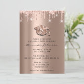 Graduate Party Drips Rose Gold Cap 3D Glam Invitation (Standing Front)