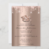 Graduate Party Drips Rose Gold Cap 3D Glam Invitation (Front)