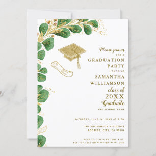 Graduate Party Elegant Faux Gold Floral Graduation Invitation