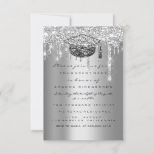 Graduate Party Glitter Silver Gray Drips Cup Invitation