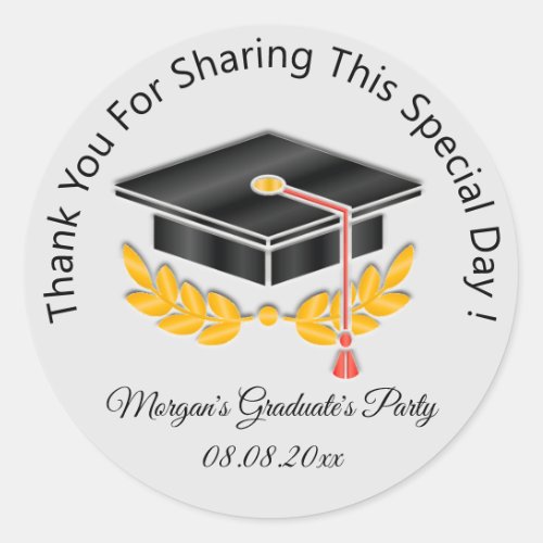 Graduate Party Gold Students Black Cup Favor Gray Classic Round Sticker