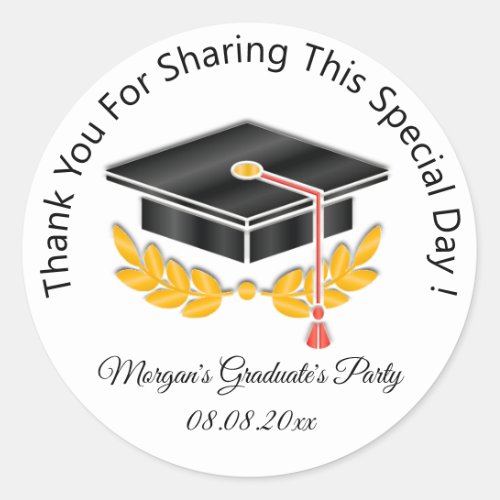 Graduate Party Gold Students Black Cup Favor White Classic Round Sticker