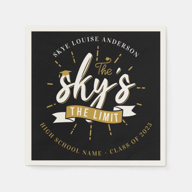 Graduate Party Sky's the Limit Senior Graduation Napkins (Front)