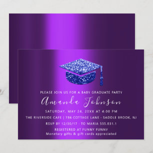 Graduate Party Student Purple Blue Graduate Cap Invitation