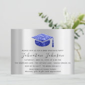 Graduate Party Student Silver Gray Royal Blue Simp Invitation (Standing Front)