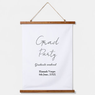 GRADUATE PARTY WEEKEND NAME DATE SIMPLE STYLISH HANGING TAPESTRY