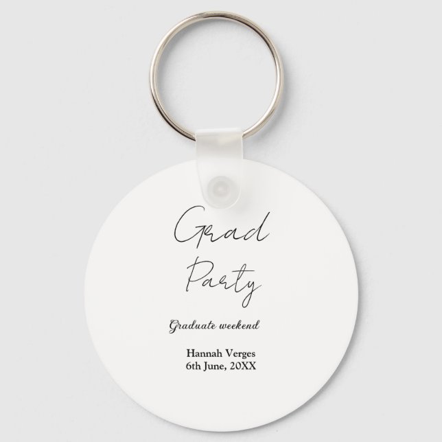 GRADUATE PARTY WEEKEND NAME DATE SIMPLE STYLISH KEYCHAIN (Front)