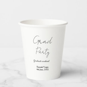 GRADUATE PARTY WEEKEND NAME DATE SIMPLE STYLISH PAPER CUPS