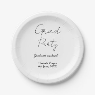 GRADUATE PARTY WEEKEND NAME DATE SIMPLE STYLISH PAPER PLATES