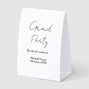 GRADUATE PARTY WEEKEND NAME DATE SIMPLE STYLISH PAPER TABLE TENT