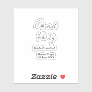 GRADUATE PARTY WEEKEND NAME DATE SIMPLE STYLISH STICKER