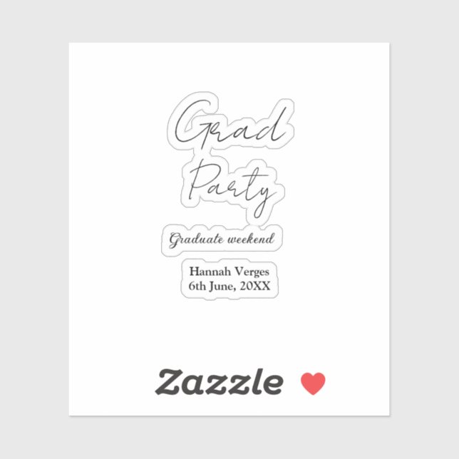 GRADUATE PARTY WEEKEND NAME DATE SIMPLE STYLISH STICKER (Sheet)