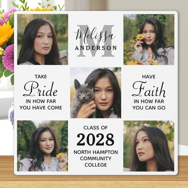 Graduate Personalized 5 Photo Collage Graduation Plaque (Creator Uploaded)