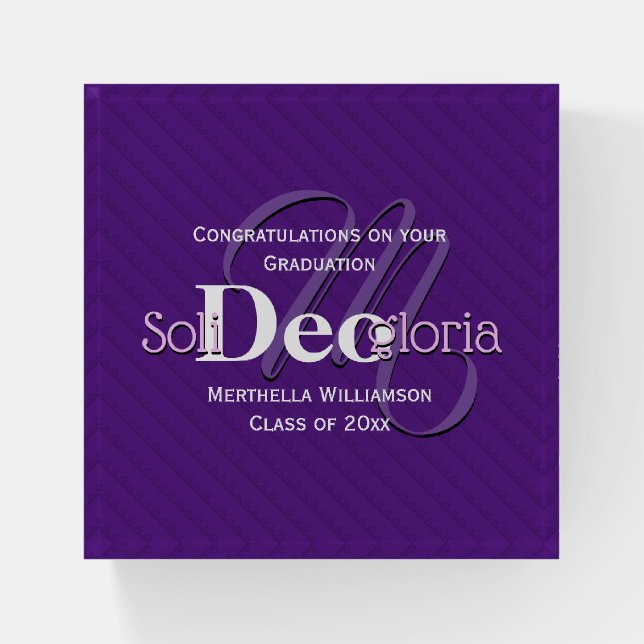 Graduate Personalized SOLI DEO GLORIA Christian Paperweight (Front)