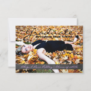 Graduate Photo - 3x5 Chalkboard Stripe Invitation