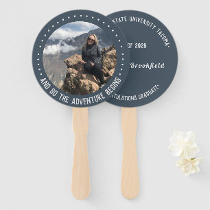 Graduate Photo Adventure Begins Graduation Blue Hand Fan