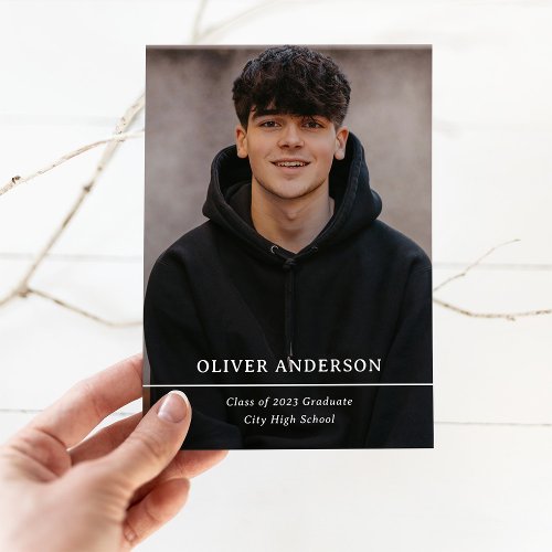 Graduate Photo and Simple Text Invitation