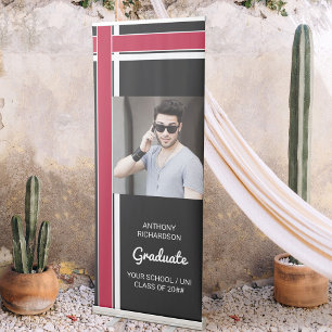 Graduate Photo Black and Red Graduation Retractable Banner