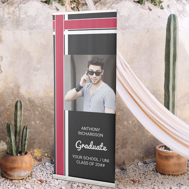 Graduate Photo Black and Red Graduation Retractable Banner (Creator Uploaded)