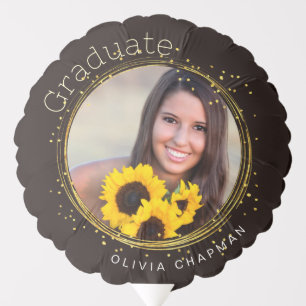 Graduate Photo Black Gold Confetti Christian Balloon