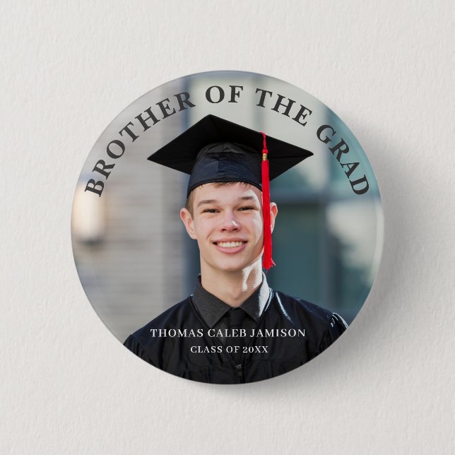 Graduate Photo Brother of the Grad Button (Front)
