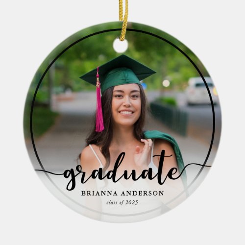 Graduate Photo Calligraphy Black Ceramic Ceramic Ornament