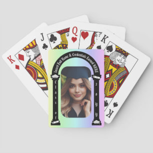 Graduate Photo, Cap Tassel & Diploma, Arch Rainbow Poker Cards