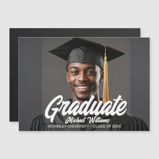 Graduate Photo Chic 2026 Graduation Magnet Card (Front/Back)
