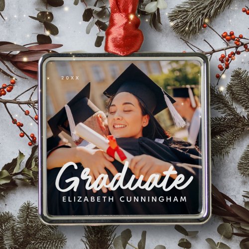 Graduate Photo Christmas Holiday Modern Simple Metal Ornament