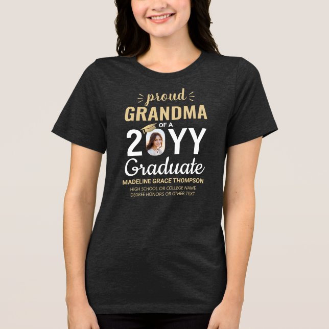 Graduate Photo Class Year Proud Grandma Graduation Tri-Blend Shirt (Front)