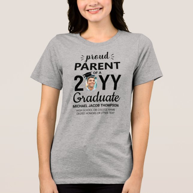 Graduate Photo Class Year Proud Parent Graduation Tri-Blend Shirt (Front)