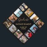Graduate Photo Collage Black and Gold Name Graduation Cap Topper<br><div class="desc">Graduate Photo Collage Black and Gold Name Graduation Cap Topper. For further customization,  please click the "Customize it" button and use our design tool to modify this template.</div>