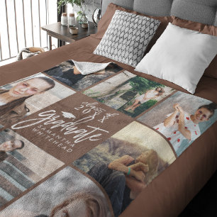 Graduate Photo Collage Brown Fleece Blanket