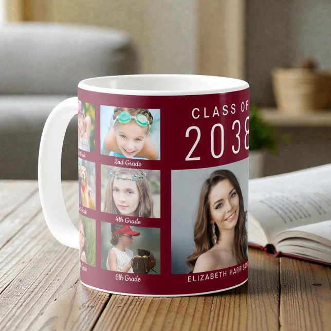 Graduate Photo Collage Burgundy Graduation Coffee Mug (Graduate Photo Collage Burgundy Graduation Coffee Mug)