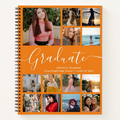Graduate Photo Collage Graduation Orange Notebook