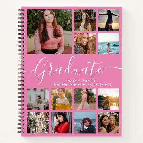 Graduate Photo Collage Graduation Pink Notebook