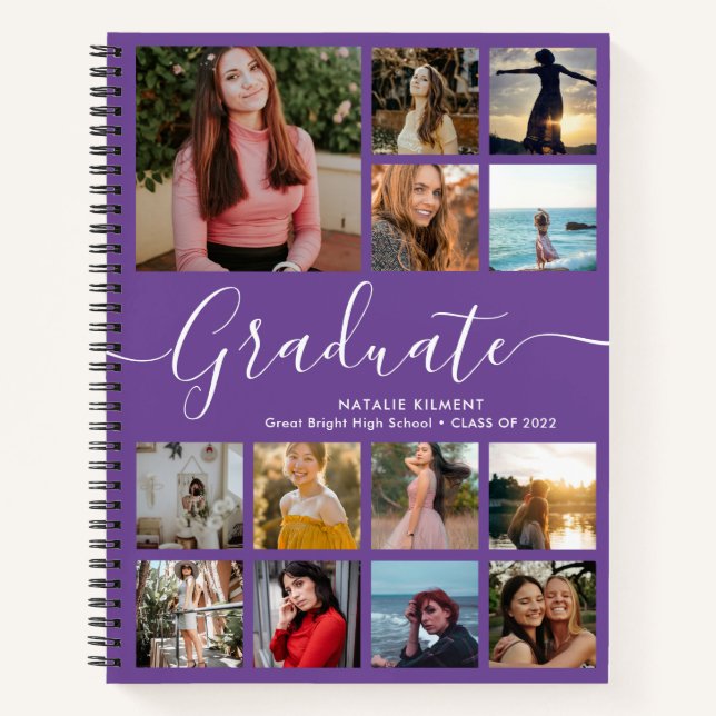 Graduate Photo Collage Graduation Purple Notebook (Front)