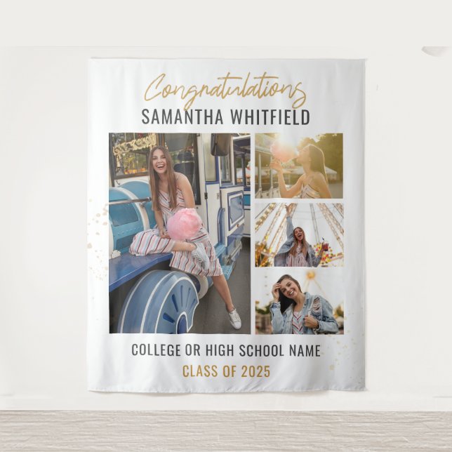 Graduate Photo Collage Modern Graduation Backdrop (Front)