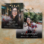 Graduate Photo Collage Modern Graduation Ceramic Ornament<br><div class="desc">Featuring your 2 favorite grad photos,  this modern graduation ornament gift keepsake can be personalized with your grad photos,  name and your special message. Designed by Thisisnotme©</div>