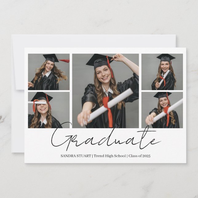 Graduate Photo Collage Modern Graduation Invitation (Front)