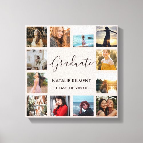 Graduate Photo Collage Pink and Black Graduation Canvas Print