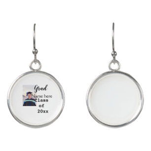 graduate photo congratulation add your name modern earrings